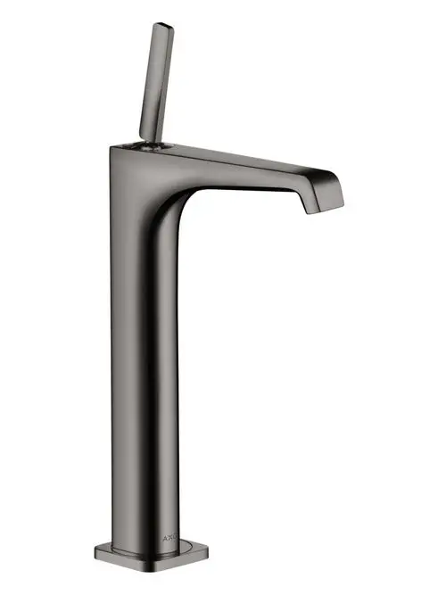 Einhebel-Waschtischmischer mit schmalem Auslauf und seitlichem Pingriff, gefertigt von AXOR, in elegantem Polished Black Chrome. Ideal für Aufsatzwaschtische.